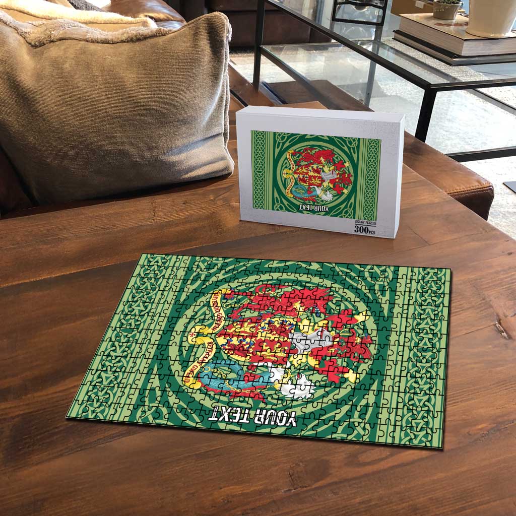 Personalized Carmarthenshire Wales Puzzle Map and Emblem Celtic Style - Wonder Print Shop