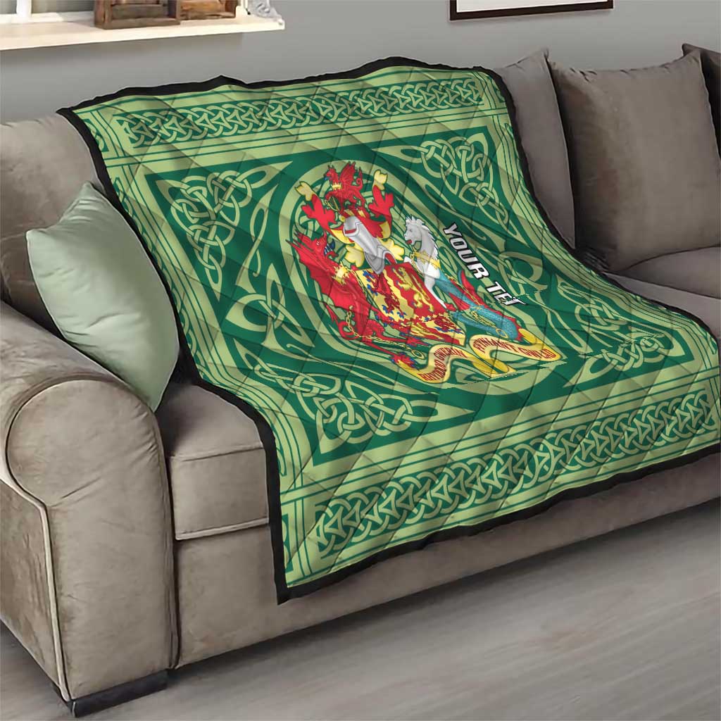 Personalized Carmarthenshire Wales Quilt Map and Emblem Celtic Style - Wonder Print Shop