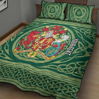 Personalized Carmarthenshire Wales Quilt Bed Set Map and Emblem Celtic Style - Wonder Print Shop