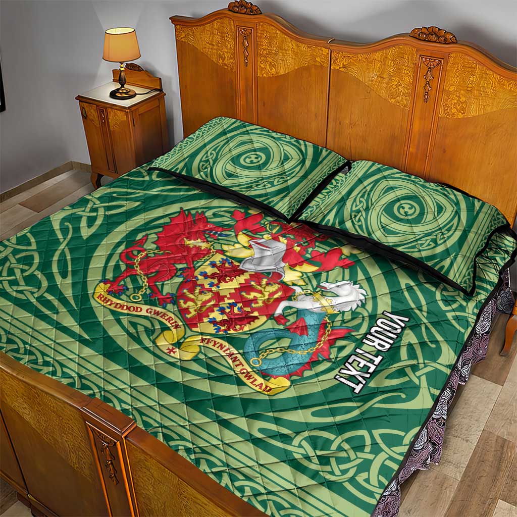 Personalized Carmarthenshire Wales Quilt Bed Set Map and Emblem Celtic Style - Wonder Print Shop