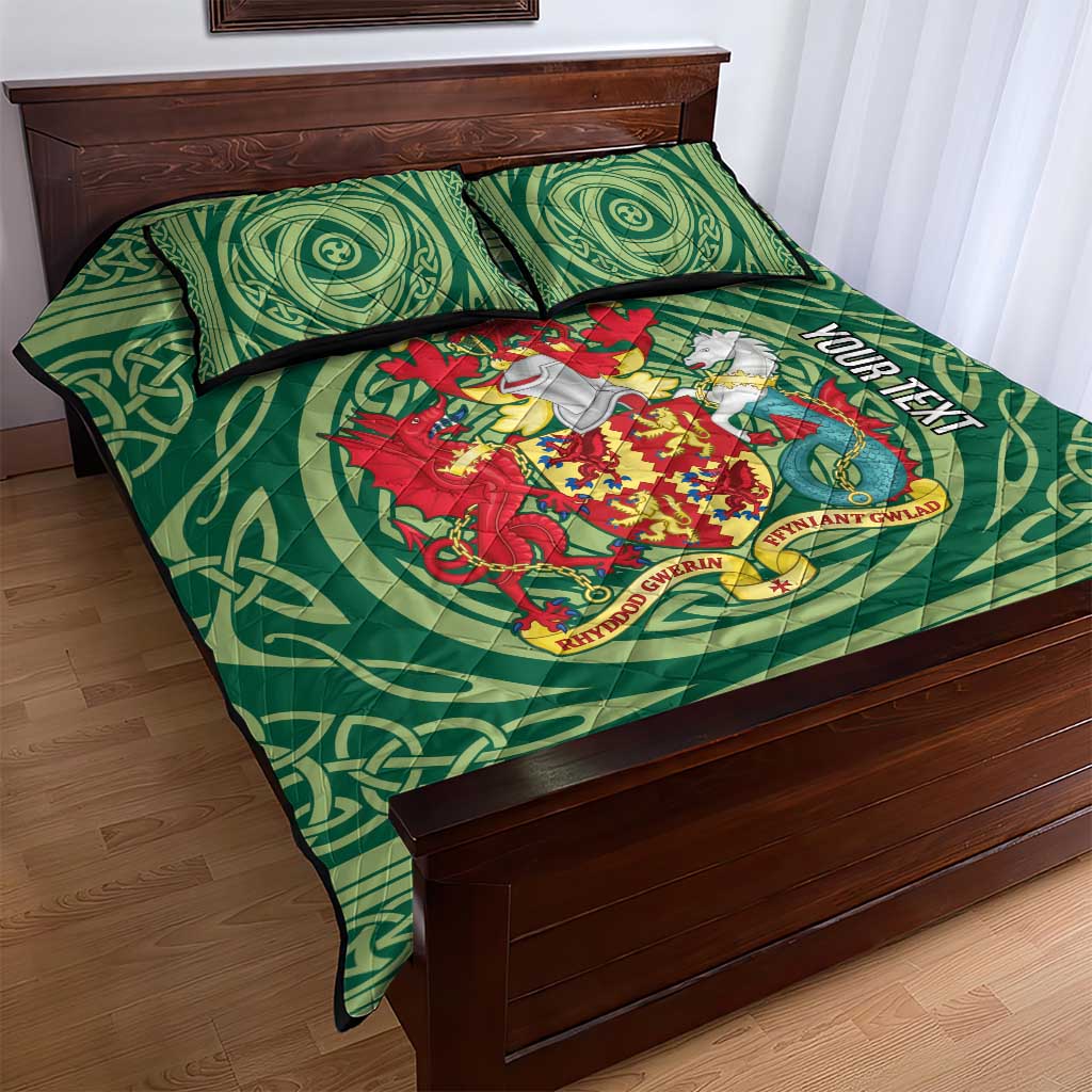 Personalized Carmarthenshire Wales Quilt Bed Set Map and Emblem Celtic Style - Wonder Print Shop