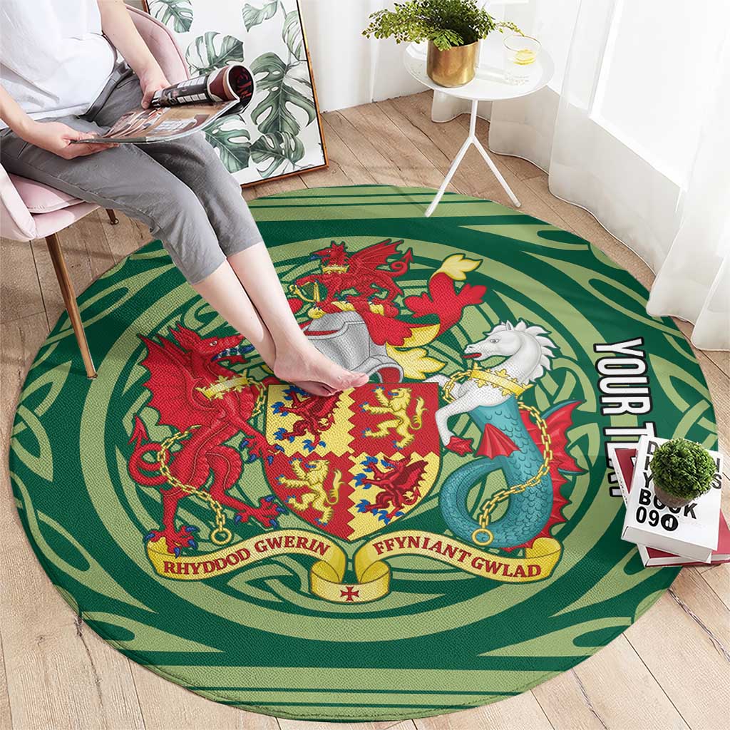 Personalized Carmarthenshire Wales Round Carpet Map and Emblem Celtic Style - Wonder Print Shop