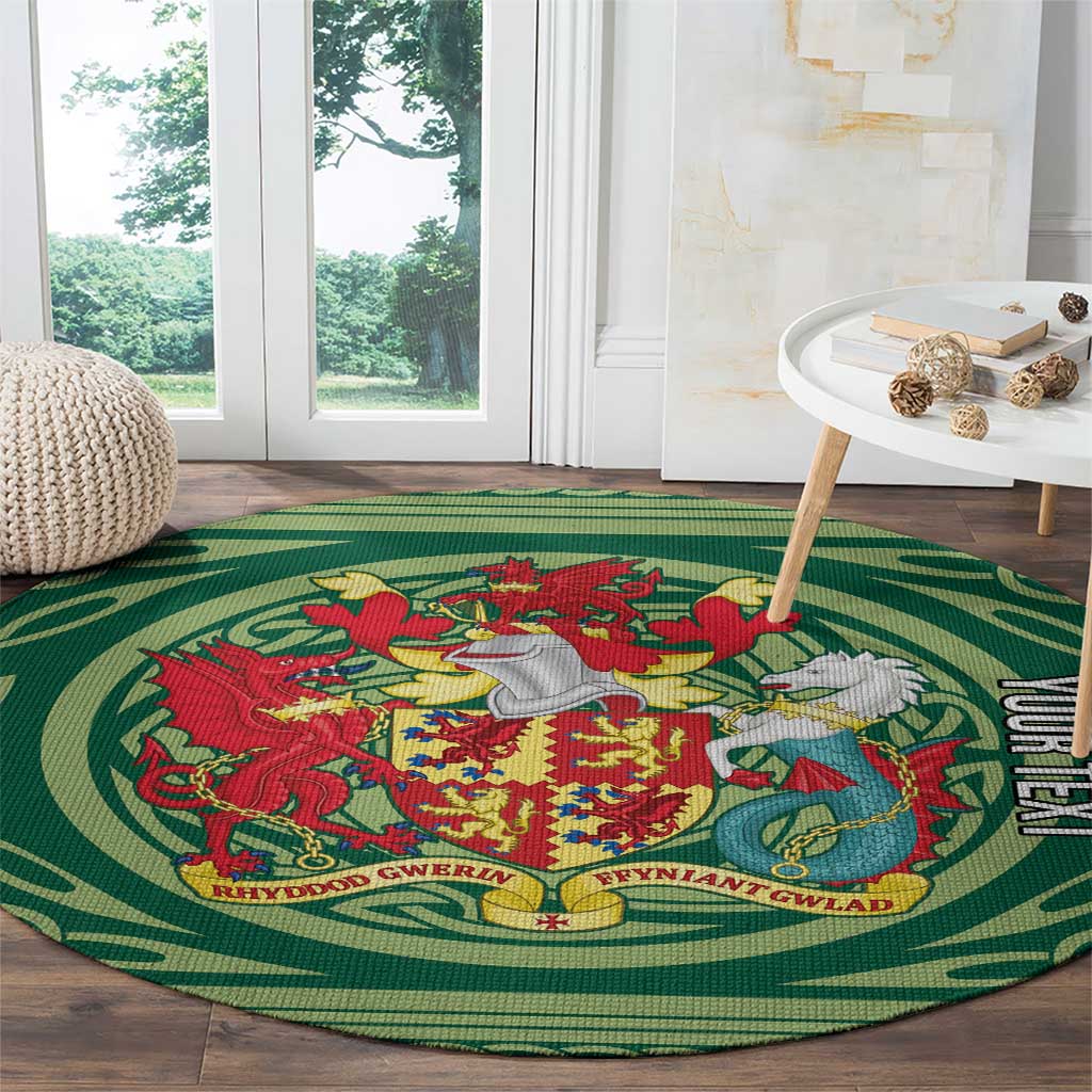 Personalized Carmarthenshire Wales Round Carpet Map and Emblem Celtic Style - Wonder Print Shop