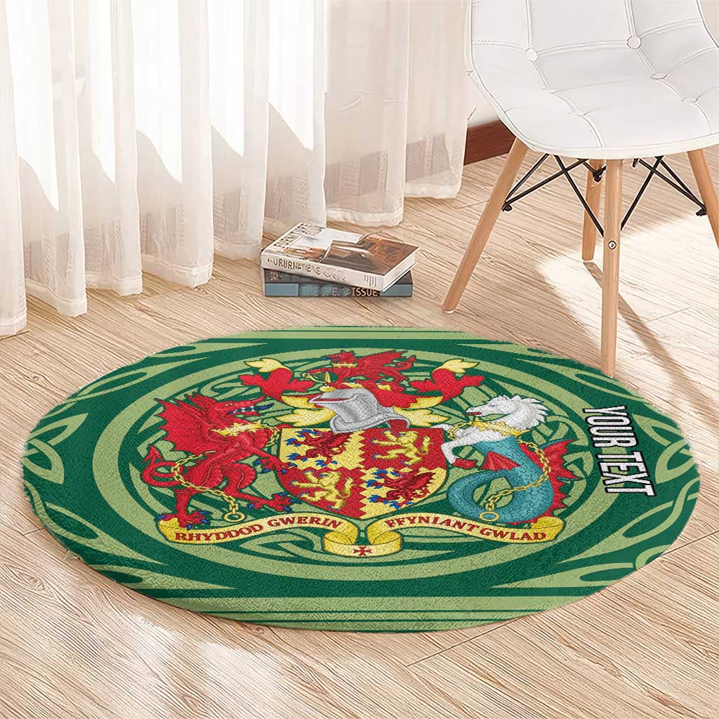 Personalized Carmarthenshire Wales Round Carpet Map and Emblem Celtic Style - Wonder Print Shop