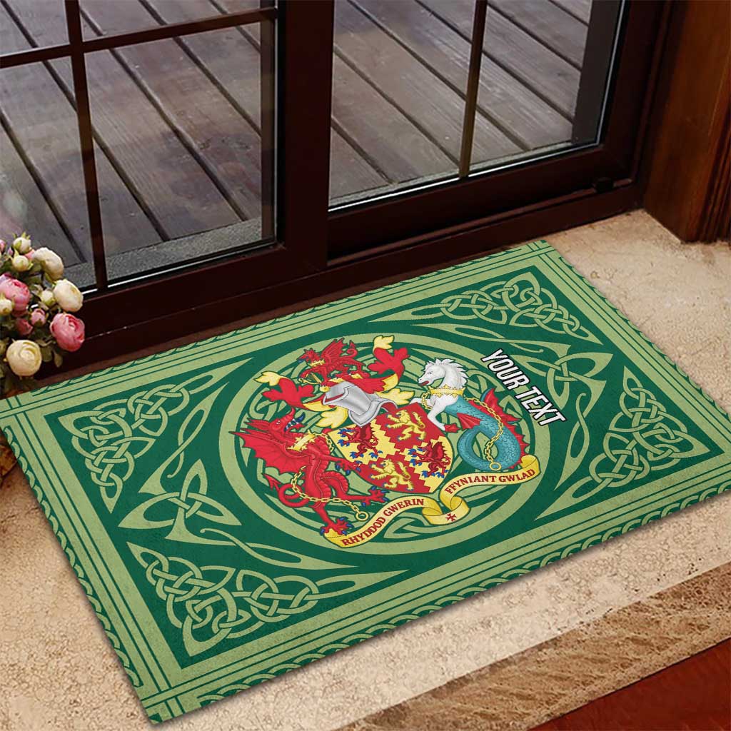 Personalized Carmarthenshire Wales Rubber Doormat Map and Emblem Celtic Style - Wonder Print Shop