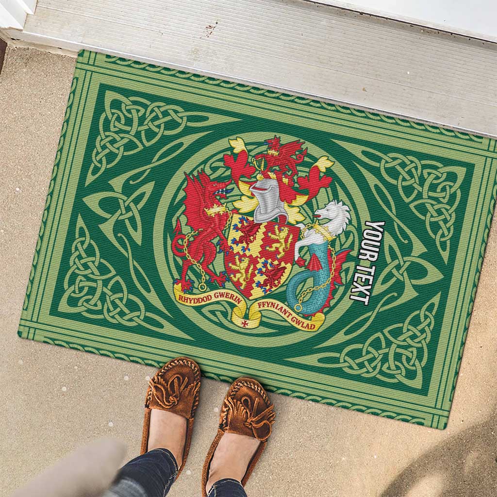 Personalized Carmarthenshire Wales Rubber Doormat Map and Emblem Celtic Style - Wonder Print Shop