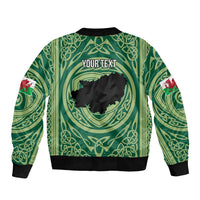 Personalized Carmarthenshire Wales Sleeve Zip Bomber Jacket Map and Emblem Celtic Style - Wonder Print Shop