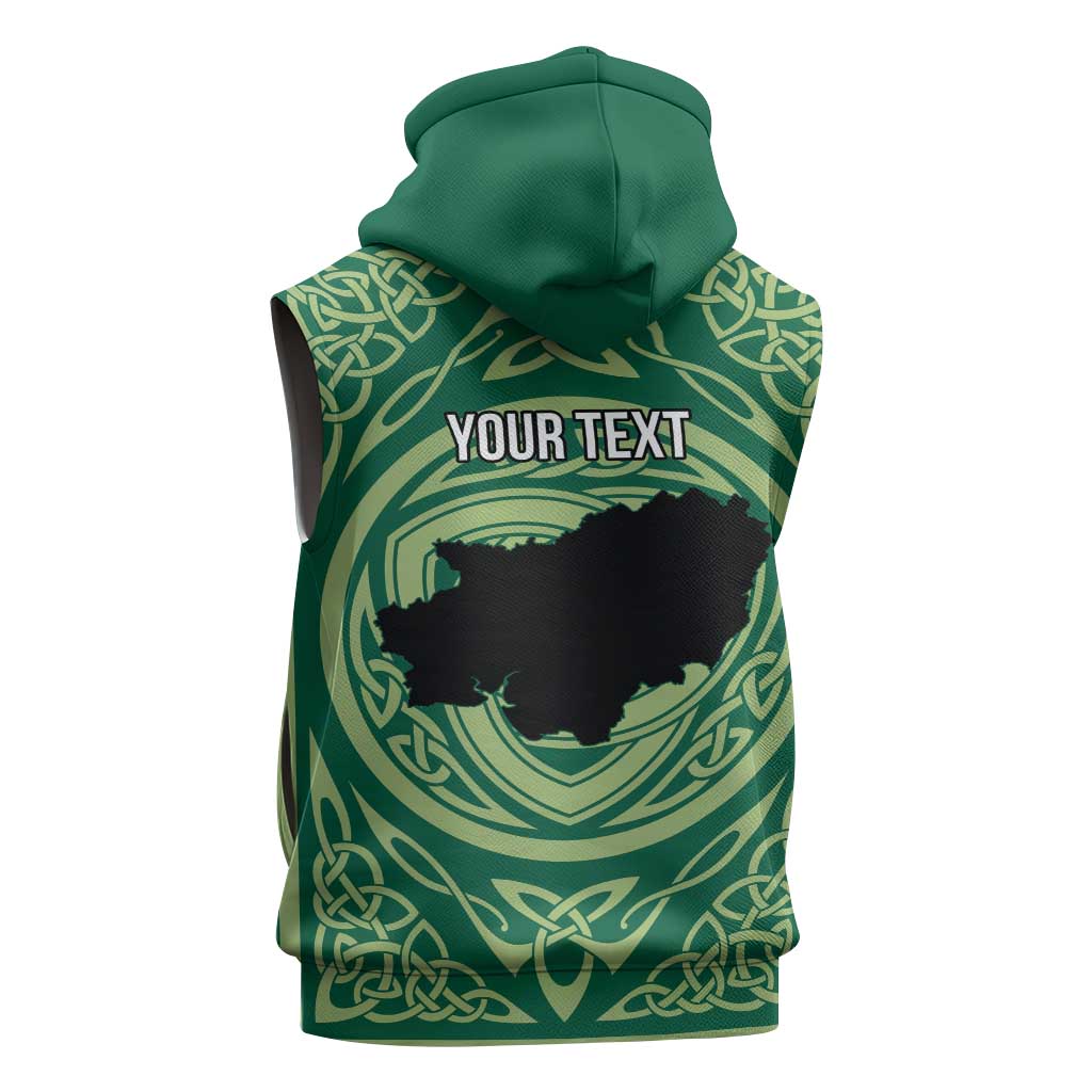 Personalized Carmarthenshire Wales Sleeveless Hoodie Map and Emblem Celtic Style - Wonder Print Shop