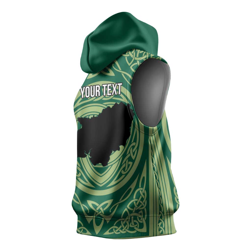 Personalized Carmarthenshire Wales Sleeveless Hoodie Map and Emblem Celtic Style - Wonder Print Shop