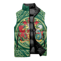 Personalized Carmarthenshire Wales Sleeveless Puffer Jacket Map and Emblem Celtic Style - Wonder Print Shop