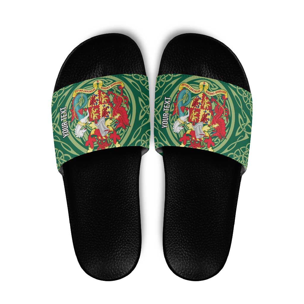 Personalized Carmarthenshire Wales Slide Sandals Map and Emblem Celtic Style - Wonder Print Shop