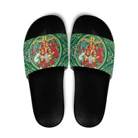 Personalized Carmarthenshire Wales Slide Sandals Map and Emblem Celtic Style - Wonder Print Shop