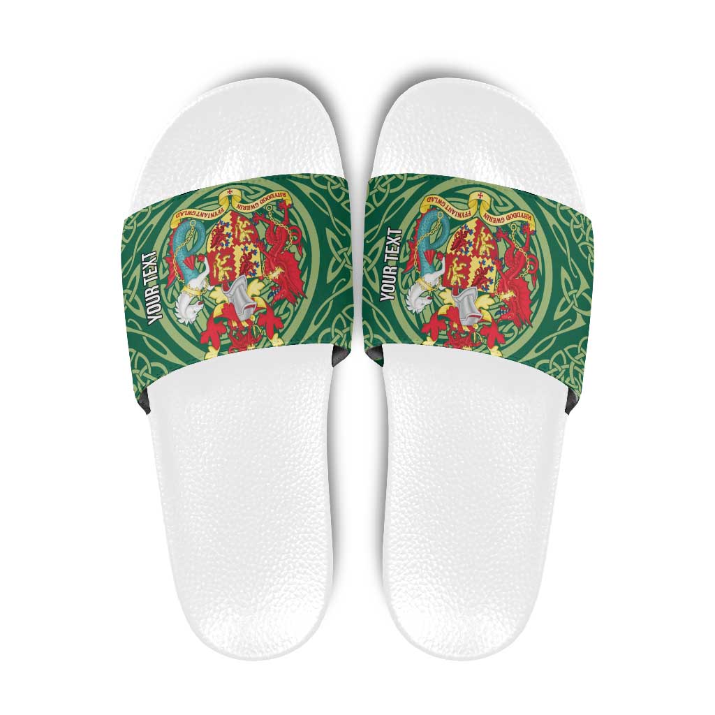 Personalized Carmarthenshire Wales Slide Sandals Map and Emblem Celtic Style - Wonder Print Shop