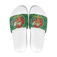 Personalized Carmarthenshire Wales Slide Sandals Map and Emblem Celtic Style - Wonder Print Shop