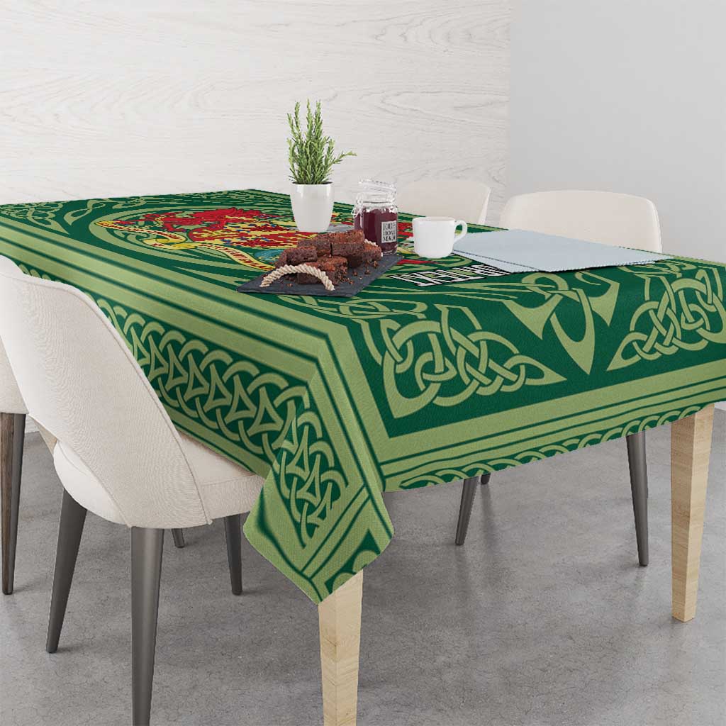 Personalized Carmarthenshire Wales Tablecloth Map and Emblem Celtic Style - Wonder Print Shop
