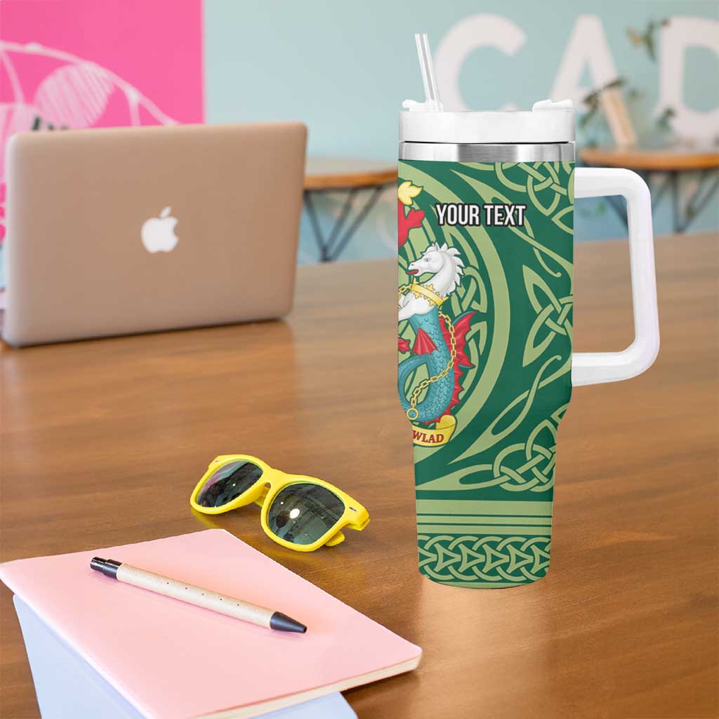 Personalized Carmarthenshire Wales Tumbler With Handle Map and Emblem Celtic Style - Wonder Print Shop