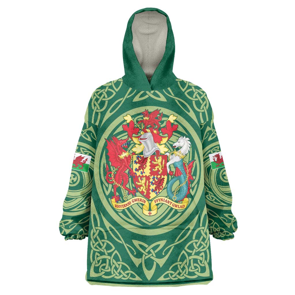 Personalized Carmarthenshire Wales Wearable Blanket Hoodie Map and Emblem Celtic Style - Wonder Print Shop