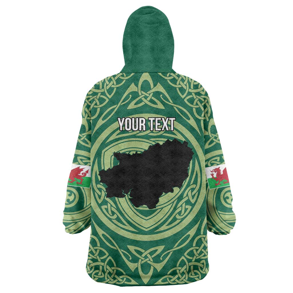 Personalized Carmarthenshire Wales Wearable Blanket Hoodie Map and Emblem Celtic Style - Wonder Print Shop
