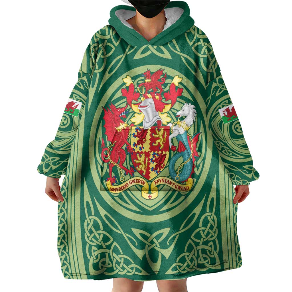 Personalized Carmarthenshire Wales Wearable Blanket Hoodie Map and Emblem Celtic Style - Wonder Print Shop