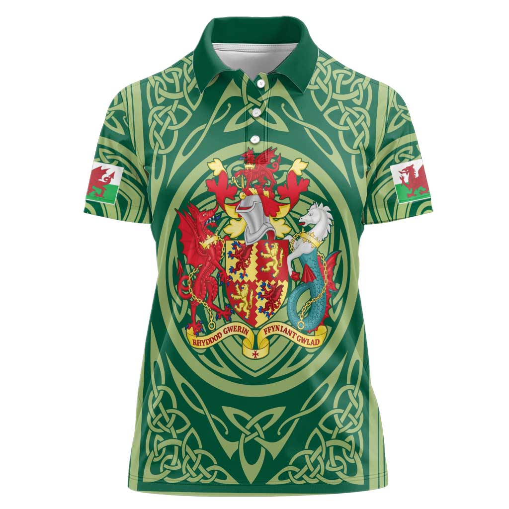 Personalized Carmarthenshire Wales Women Polo Shirt Map and Emblem Celtic Style - Wonder Print Shop