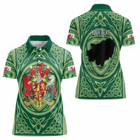 Personalized Carmarthenshire Wales Women Polo Shirt Map and Emblem Celtic Style - Wonder Print Shop
