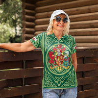 Personalized Carmarthenshire Wales Women Polo Shirt Map and Emblem Celtic Style - Wonder Print Shop