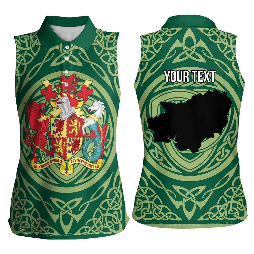 Personalized Carmarthenshire Wales Women Sleeveless Polo Shirt Map and Emblem Celtic Style - Wonder Print Shop