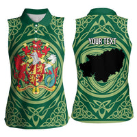 Personalized Carmarthenshire Wales Women Sleeveless Polo Shirt Map and Emblem Celtic Style - Wonder Print Shop