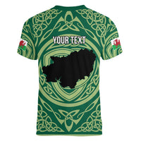 Personalized Carmarthenshire Wales Women V-Neck T-Shirt Map and Emblem Celtic Style - Wonder Print Shop