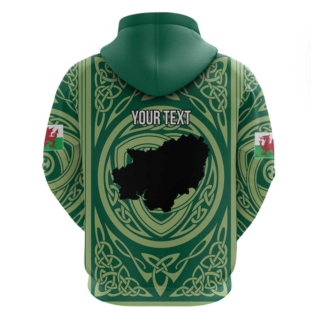Personalized Carmarthenshire Wales Zip Hoodie Map and Emblem Celtic Style - Wonder Print Shop