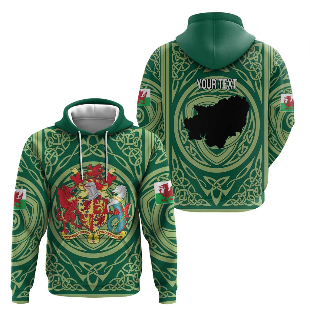 Personalized Carmarthenshire Wales Zip Hoodie Map and Emblem Celtic Style - Wonder Print Shop