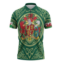 Personalized Carmarthenshire Wales Zipper Polo Shirt Map and Emblem Celtic Style - Wonder Print Shop