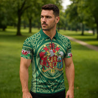 Personalized Carmarthenshire Wales Zipper Polo Shirt Map and Emblem Celtic Style - Wonder Print Shop