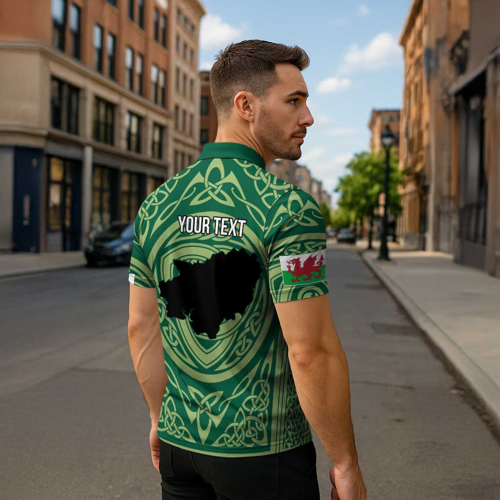 Personalized Carmarthenshire Wales Zipper Polo Shirt Map and Emblem Celtic Style - Wonder Print Shop