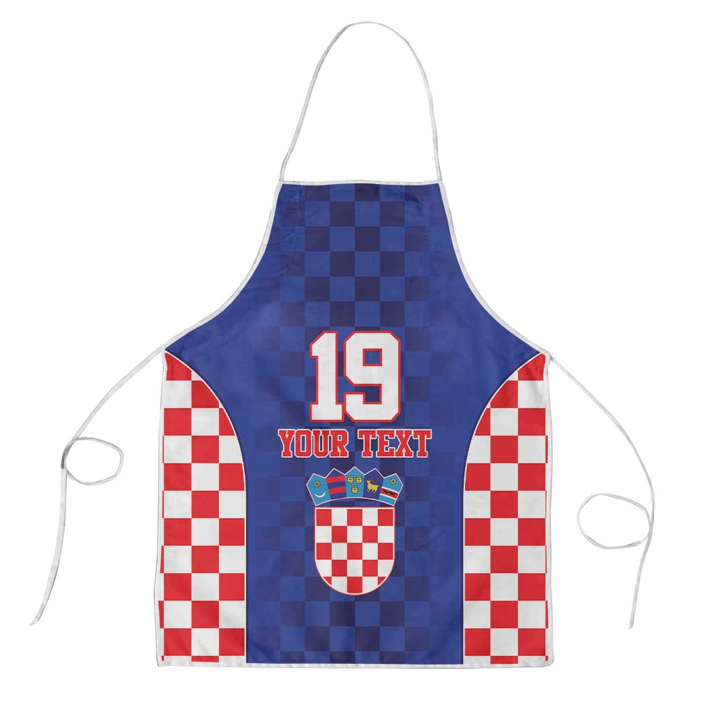 Custom Croatia National Heritage Apron Blue Checkered Croatian Pride - Wonder Print Shop