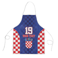 Custom Croatia National Heritage Apron Blue Checkered Croatian Pride - Wonder Print Shop