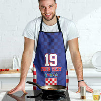 Custom Croatia National Heritage Apron Blue Checkered Croatian Pride - Wonder Print Shop