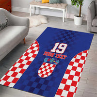 Custom Croatia National Heritage Area Rug Blue Checkered Croatian Pride - Wonder Print Shop