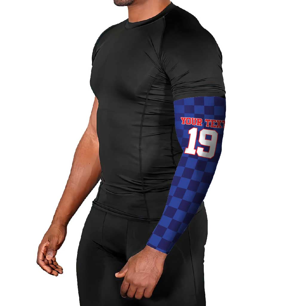 Custom Croatia National Heritage Arm Sleeves Blue Checkered Croatian Pride - Wonder Print Shop