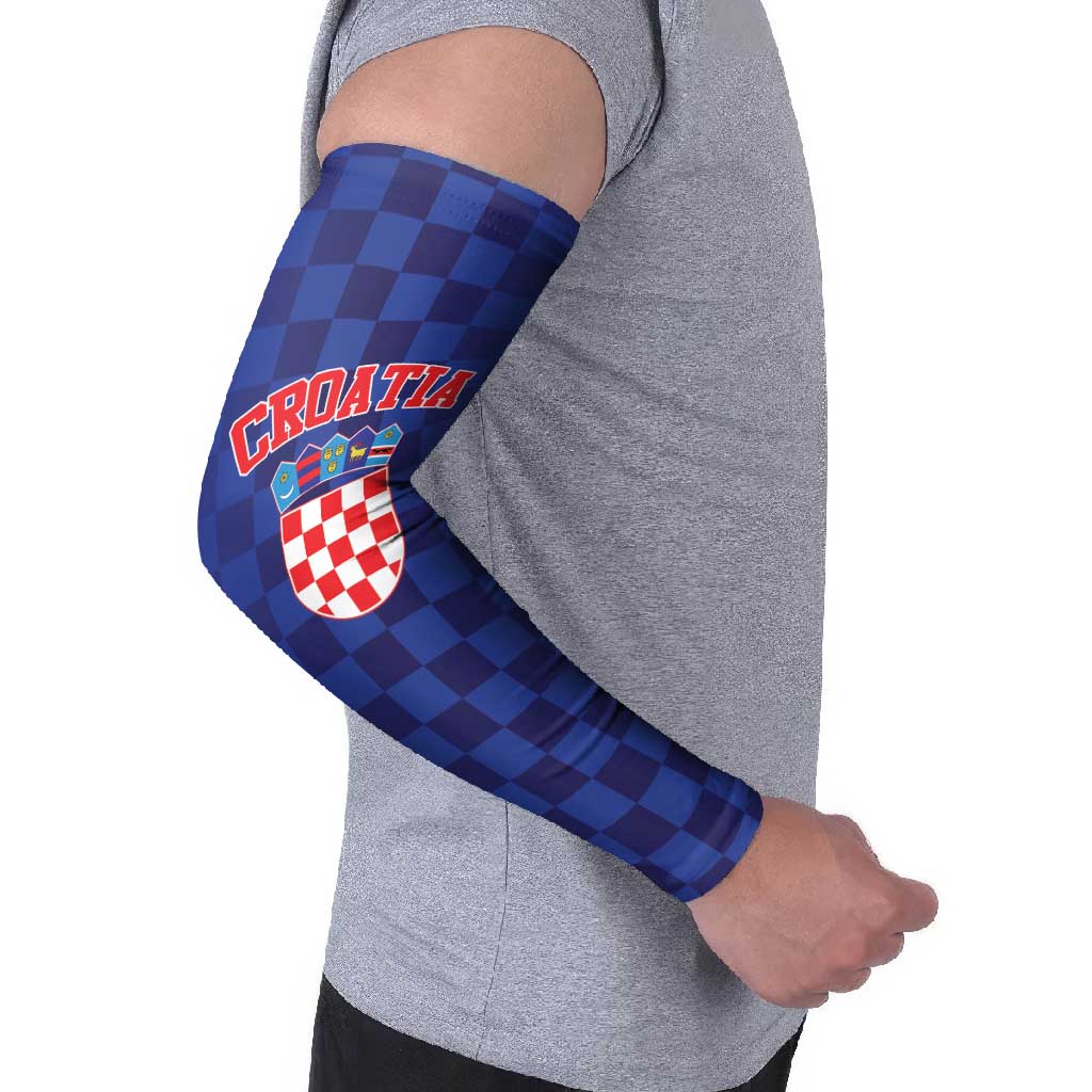Custom Croatia National Heritage Arm Sleeves Blue Checkered Croatian Pride - Wonder Print Shop