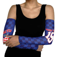 Custom Croatia National Heritage Arm Sleeves Blue Checkered Croatian Pride - Wonder Print Shop
