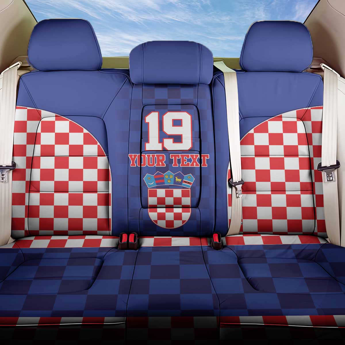 Custom Croatia National Heritage Back Car Seat Cover Blue Checkered Croatian Pride - Wonder Print Shop