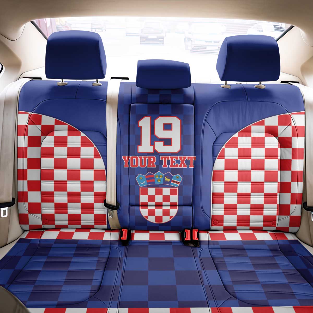Custom Croatia National Heritage Back Car Seat Cover Blue Checkered Croatian Pride - Wonder Print Shop