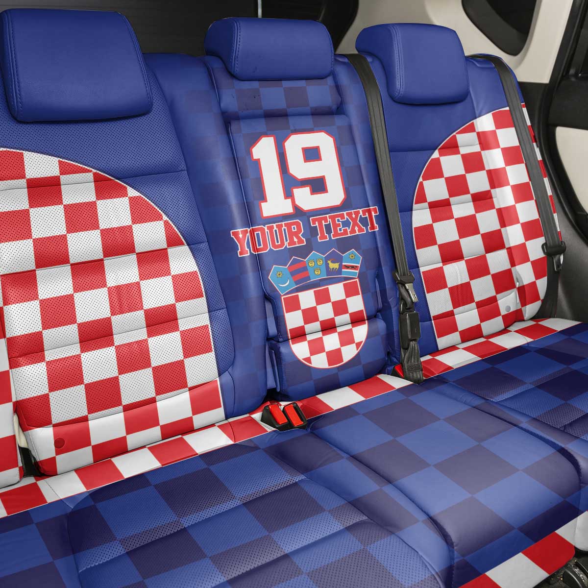 Custom Croatia National Heritage Back Car Seat Cover Blue Checkered Croatian Pride - Wonder Print Shop