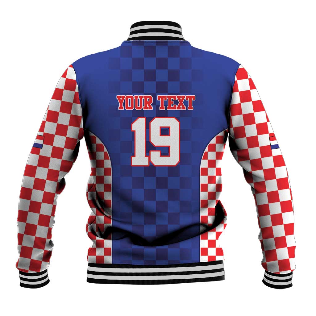 Custom Croatia National Heritage Baseball Jacket Blue Checkered Croatian Pride - Wonder Print Shop