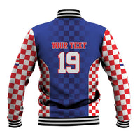 Custom Croatia National Heritage Baseball Jacket Blue Checkered Croatian Pride - Wonder Print Shop