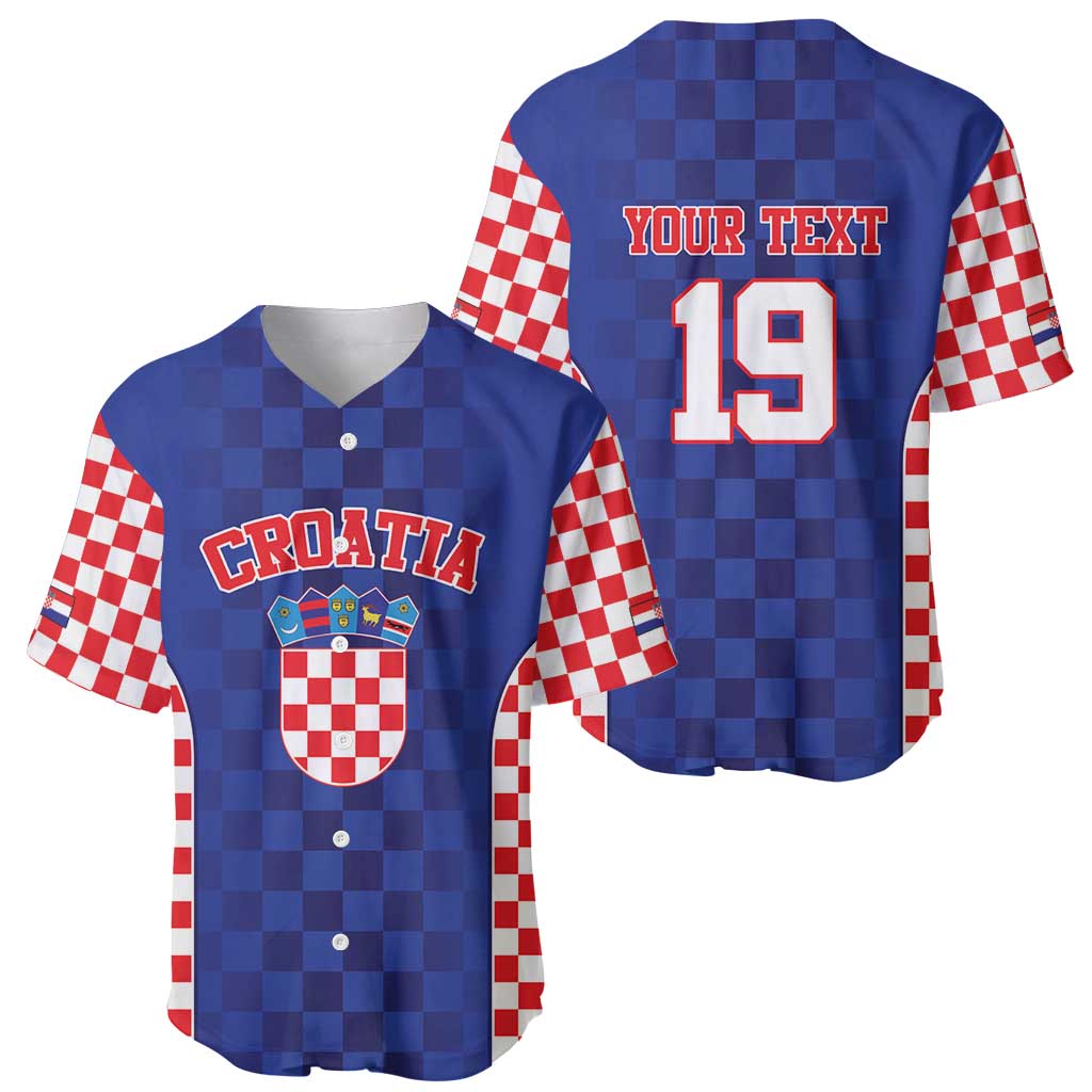 Custom Croatia National Heritage Baseball Jersey Blue Checkered Croatian Pride - Wonder Print Shop