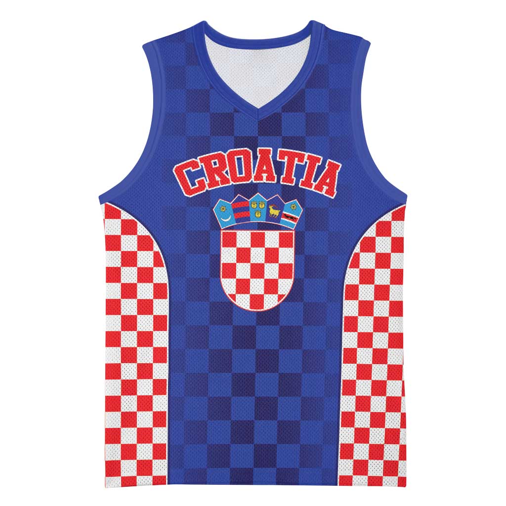 Custom Croatia National Heritage Basketball Jersey Blue Checkered Croatian Pride - Wonder Print Shop