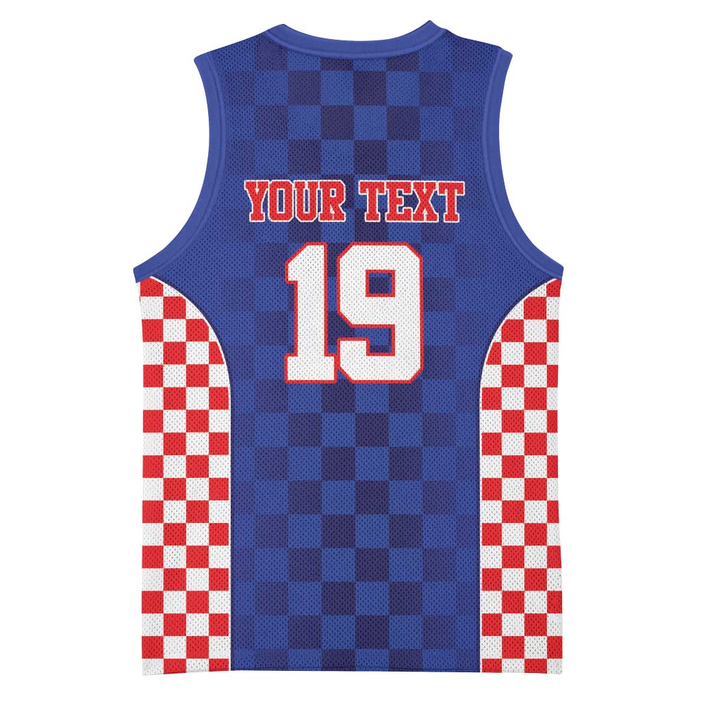 Custom Croatia National Heritage Basketball Jersey Blue Checkered Croatian Pride - Wonder Print Shop