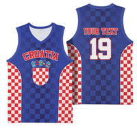 Custom Croatia National Heritage Basketball Jersey Blue Checkered Croatian Pride - Wonder Print Shop
